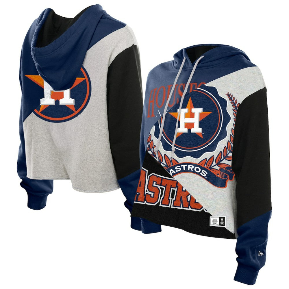 Houston Astros New Era Women's Upcycled Color Block Cropped Boxy Hoodie On Sale