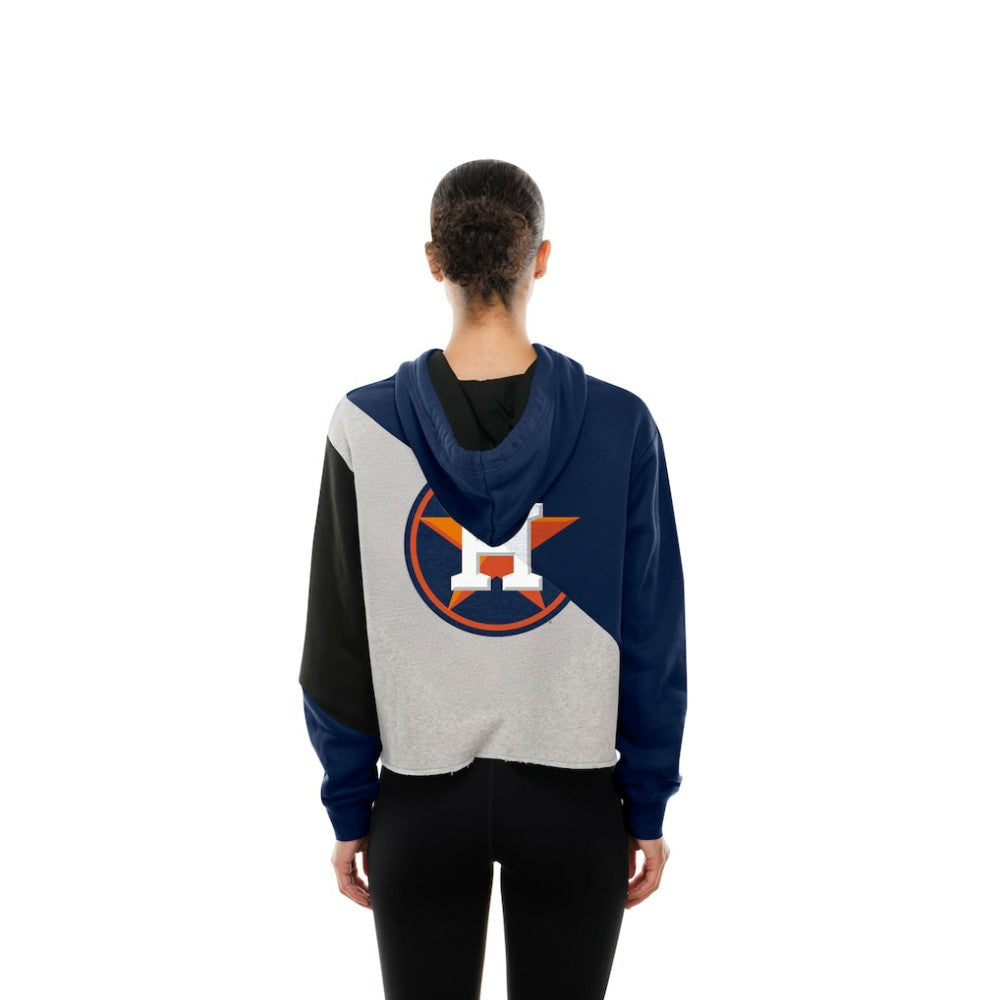Houston Astros New Era Women's Upcycled Color Block Cropped Boxy Hoodie On Sale