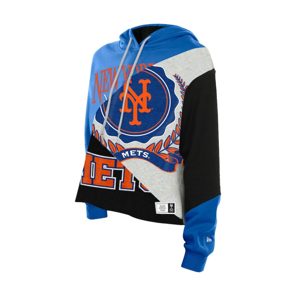New York Mets New Era Women's Upcycled Color Block Cropped Boxy Hoodie Online