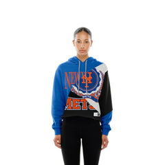 New York Mets New Era Women's Upcycled Color Block Cropped Boxy Hoodie Online