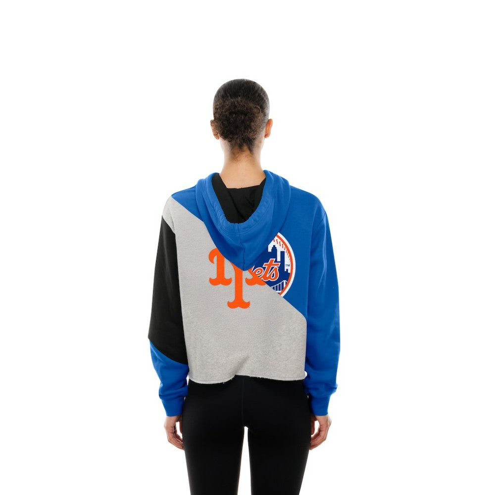 New York Mets New Era Women's Upcycled Color Block Cropped Boxy Hoodie Online