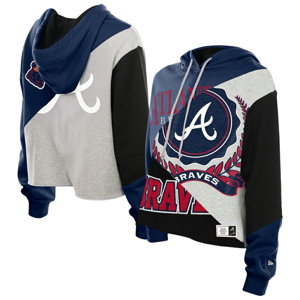 Atlanta Braves New Era Women's Upcycled Color Block Cropped Boxy Hoodie Online