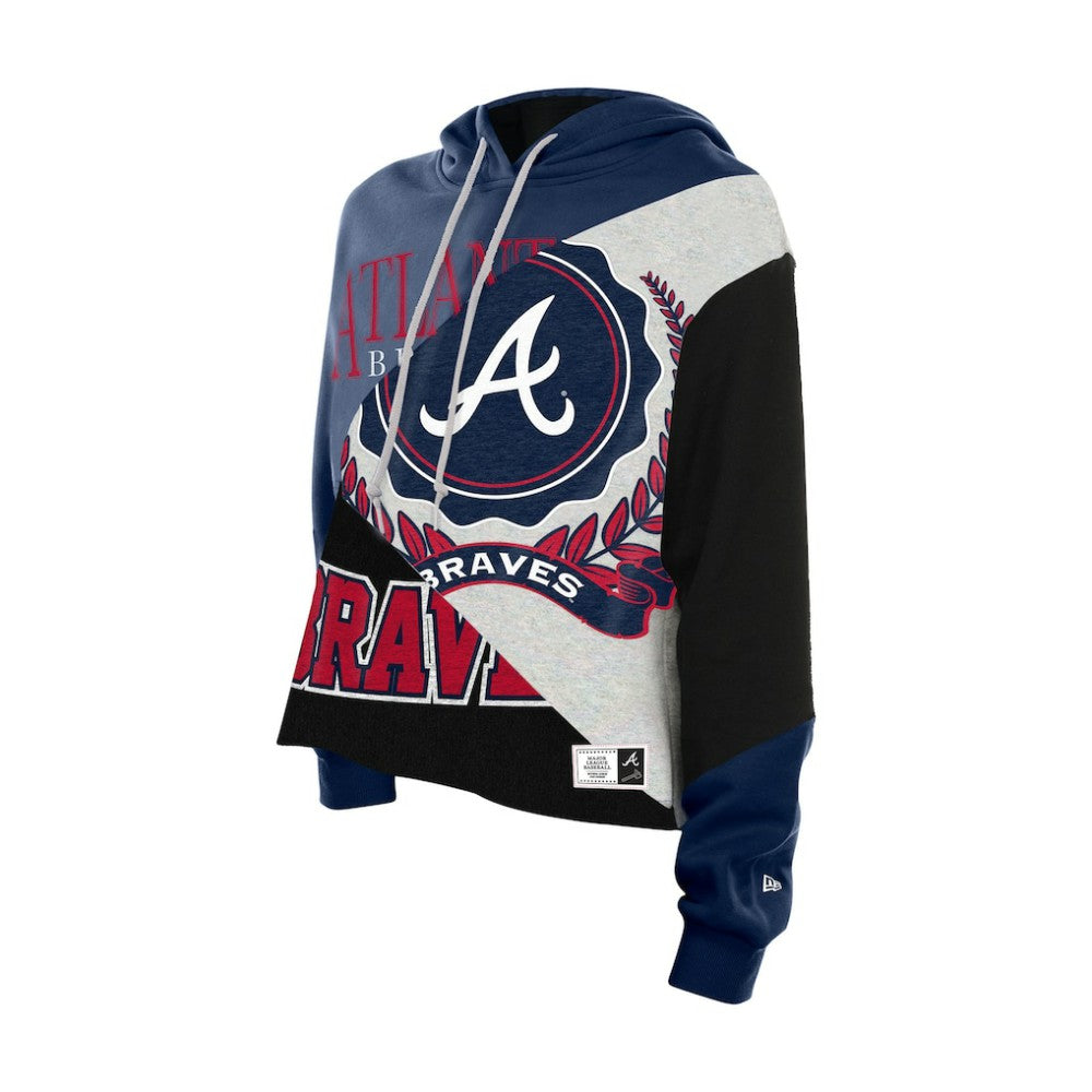 Atlanta Braves New Era Women's Upcycled Color Block Cropped Boxy Hoodie Online