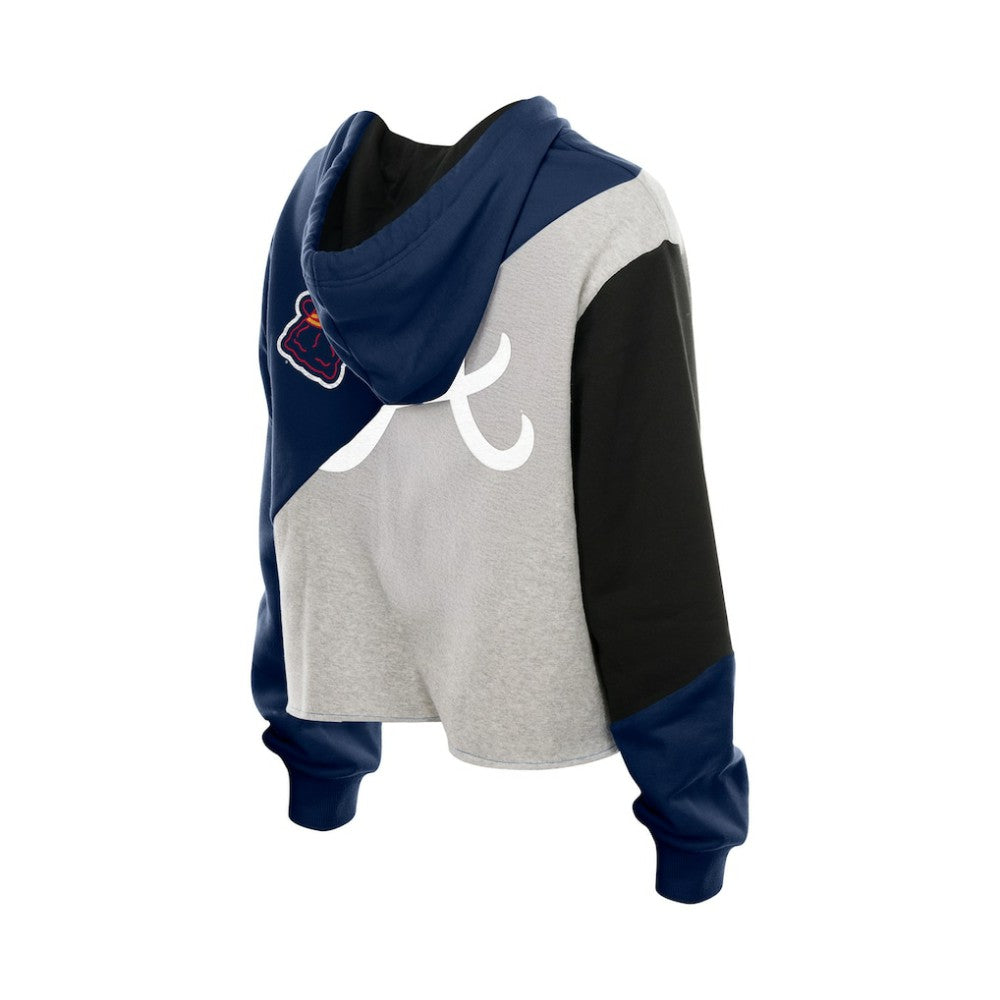 Atlanta Braves New Era Women's Upcycled Color Block Cropped Boxy Hoodie Online