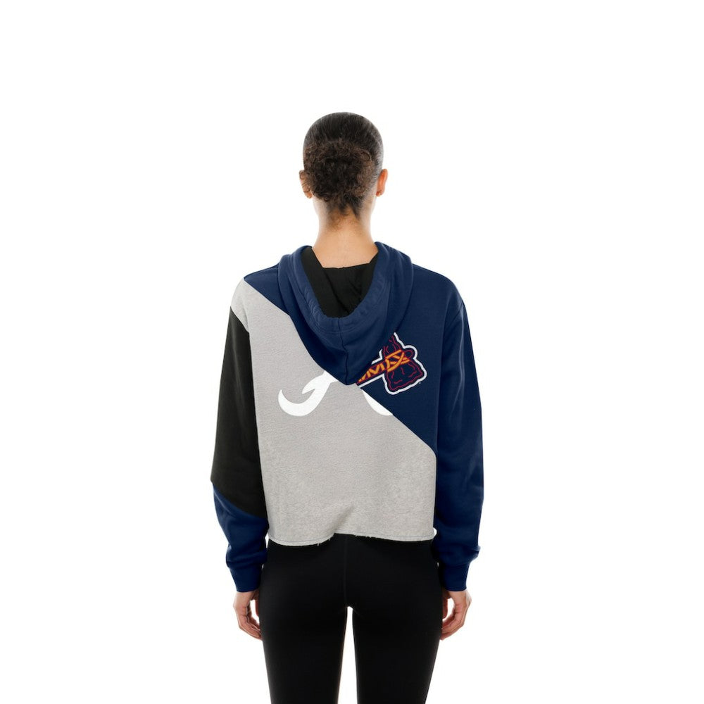 Atlanta Braves New Era Women's Upcycled Color Block Cropped Boxy Hoodie Online
