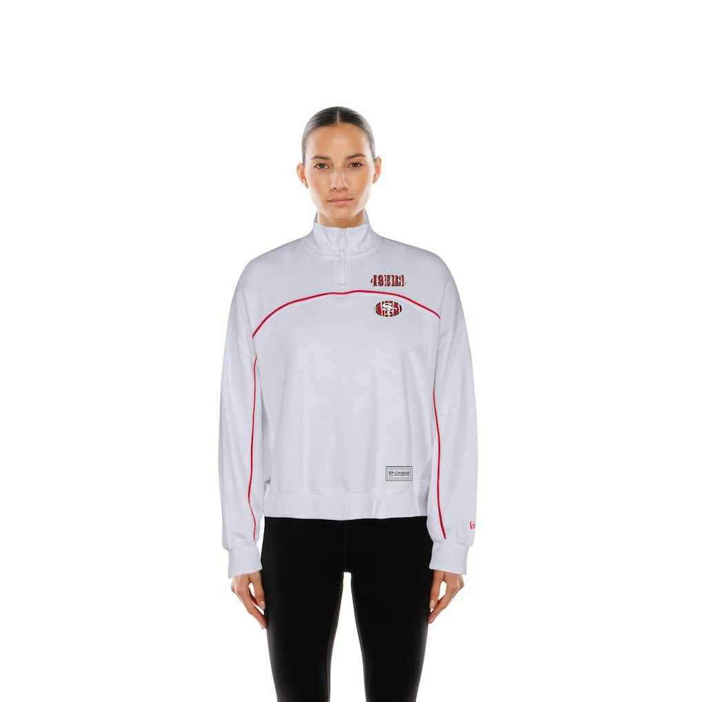 New Era San Francisco 49ers Female Adult White Functional Fandom Quarter-Zip Sweatshirt - NFL