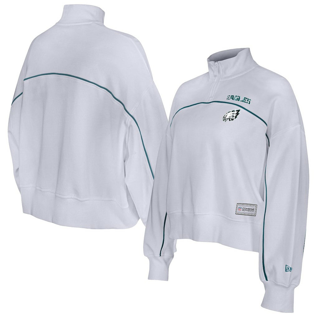 New Era Philadelphia Eagles Female Adult White Functional Fandom Quarter-Zip Sweatshirt - NFL