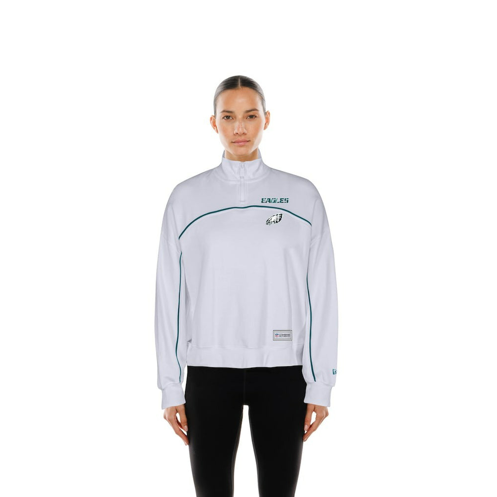 New Era Philadelphia Eagles Female Adult White Functional Fandom Quarter-Zip Sweatshirt - NFL