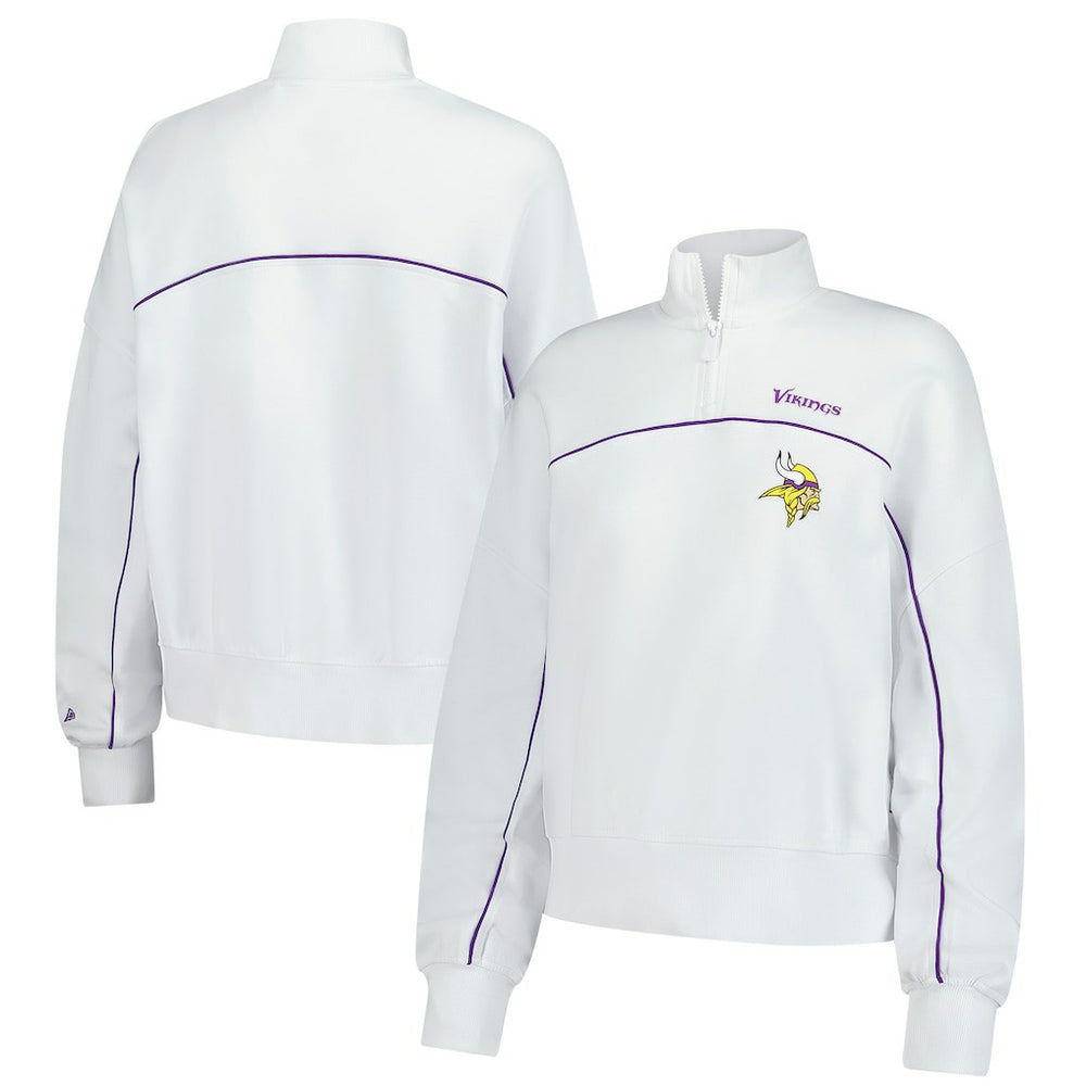New Era Minnesota Vikings Female Adult White Functional Fandom Quarter-Zip Sweatshirt - NFL