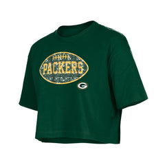 Green Bay Packers New Era Girl's Flip Sequin Boxy T-Shirt Green - NFL