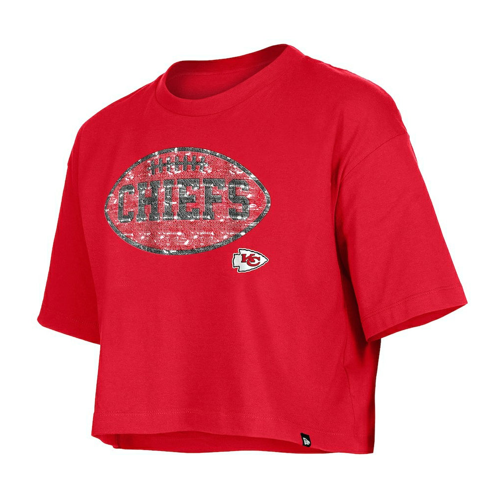 Kansas City Chiefs New Era Girl's Flip Sequin Boxy T-Shirt Red - NFL