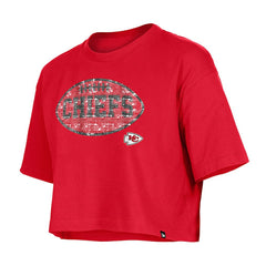 Kansas City Chiefs New Era Girl's Flip Sequin Boxy T-Shirt Red - NFL