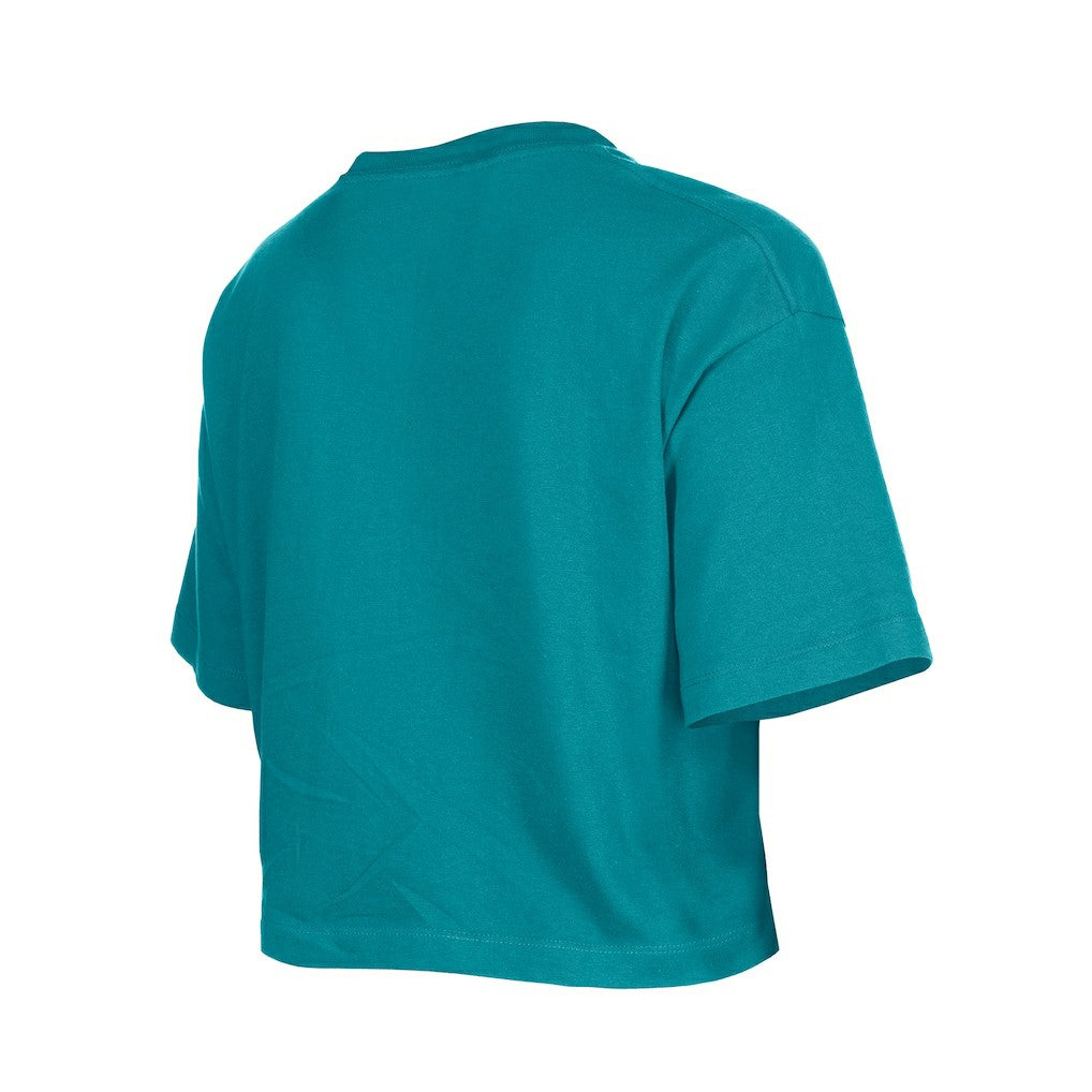 Miami Dolphins New Era Girl's Flip Sequin Boxy T-Shirt Aqua - NFL