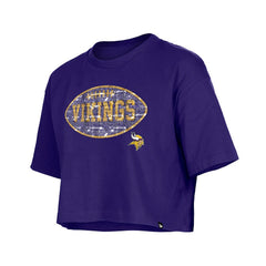 Minnesota Vikings New Era Girl's Flip Sequin Boxy T-Shirt Purple - NFL