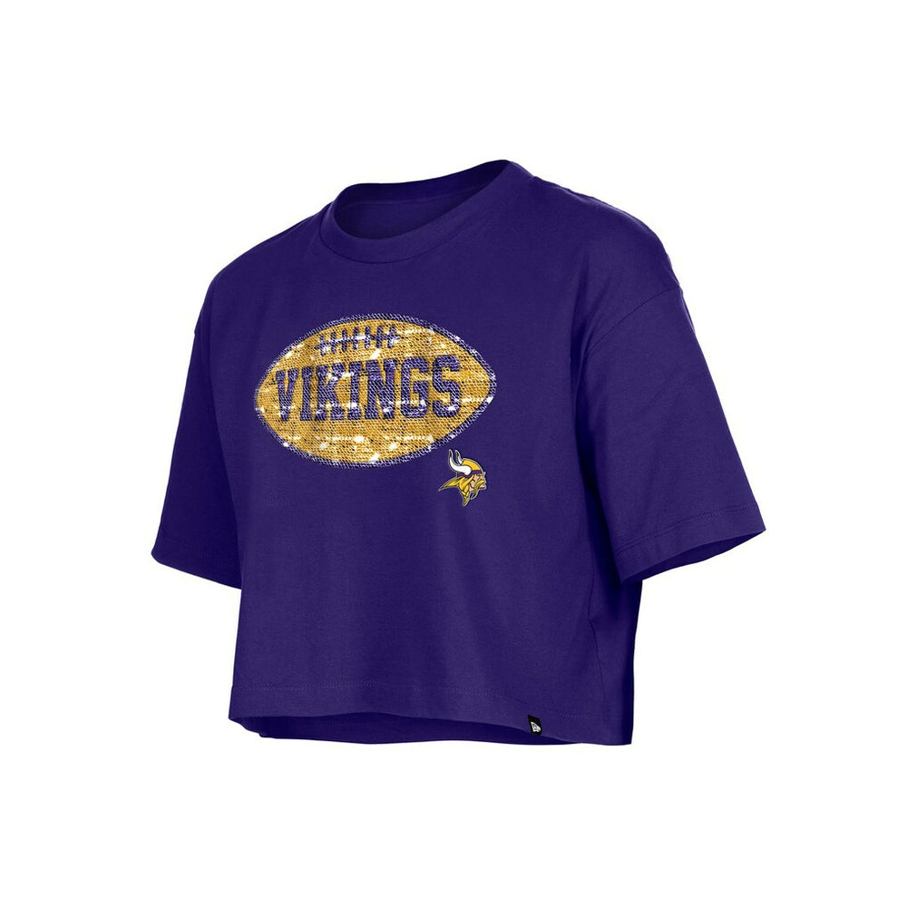 Minnesota Vikings New Era Girl's Flip Sequin Boxy T-Shirt Purple - NFL