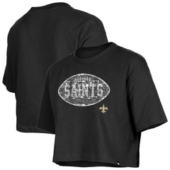 New Orleans Saints New Era Girl's Flip Sequin Boxy T-Shirt Black - NFL