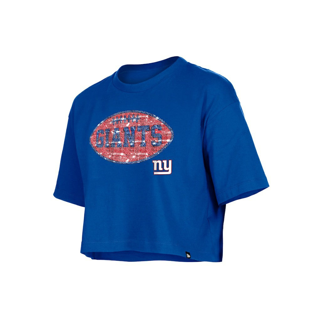 New York Giants New Era Girl's Flip Sequin Boxy T-Shirt Royal - NFL