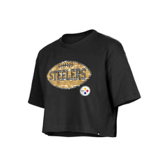 Pittsburgh Steelers New Era Girl's Flip Sequin Boxy T-Shirt Black - NFL