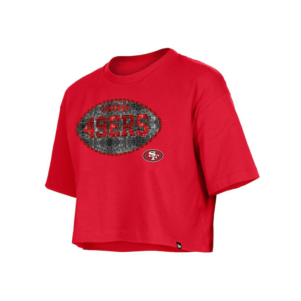 San Francisco 49ers New Era Girl's Flip Sequin Boxy T-Shirt Scarlet - NFL
