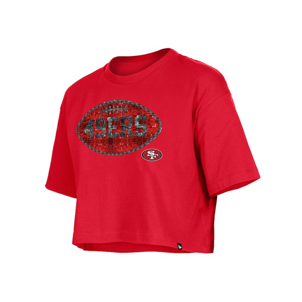 San Francisco 49ers New Era Girl's Flip Sequin Boxy T-Shirt Scarlet - NFL