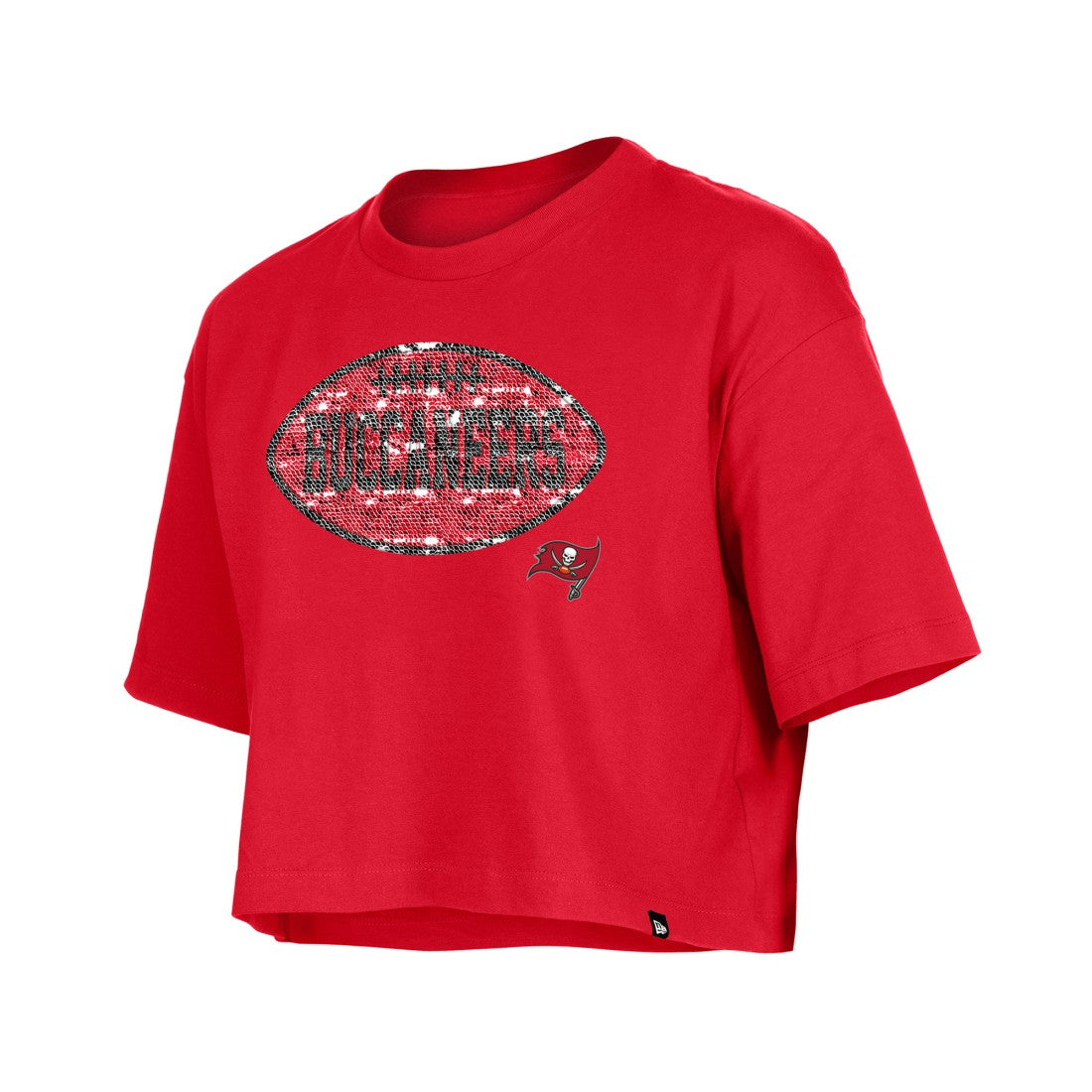 Tampa Bay Buccaneers New Era Girl's Flip Sequin Boxy T-Shirt Red - NFL