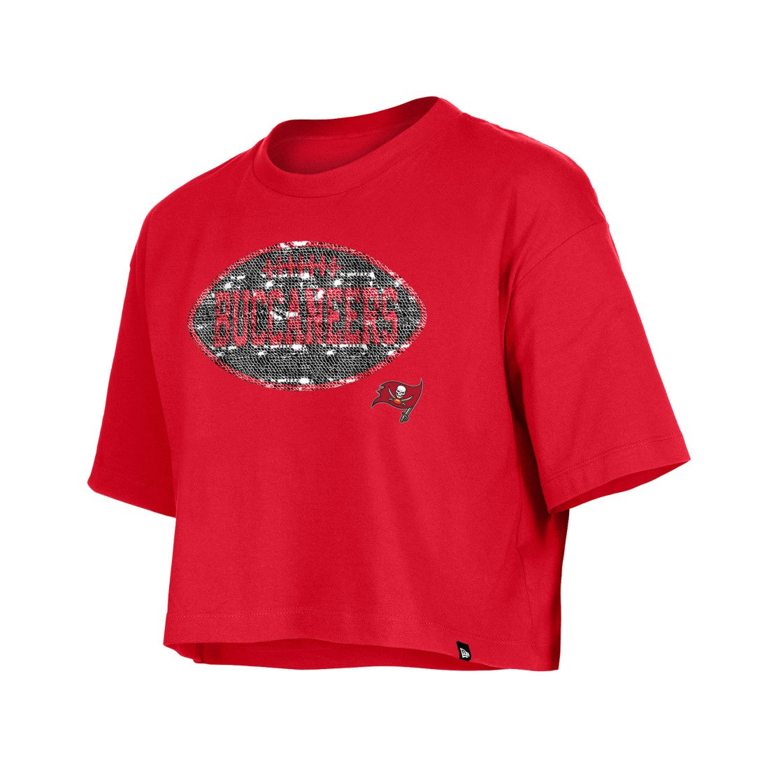 Tampa Bay Buccaneers New Era Girl's Flip Sequin Boxy T-Shirt Red - NFL