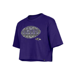 Baltimore Ravens New Era Girl's Flip Sequin Boxy T-Shirt Purple - NFL