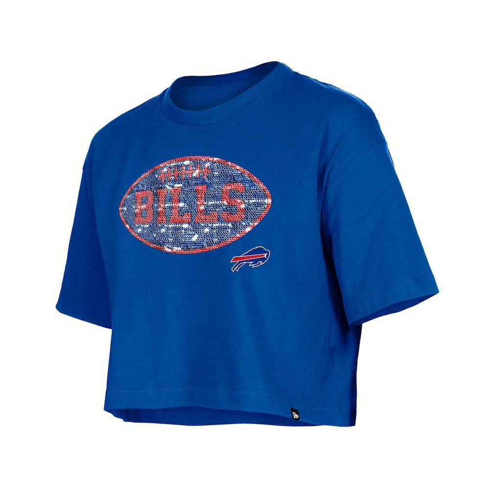 Buffalo Bills New Era Girl's Flip Sequin Boxy T-Shirt Royal - NFL