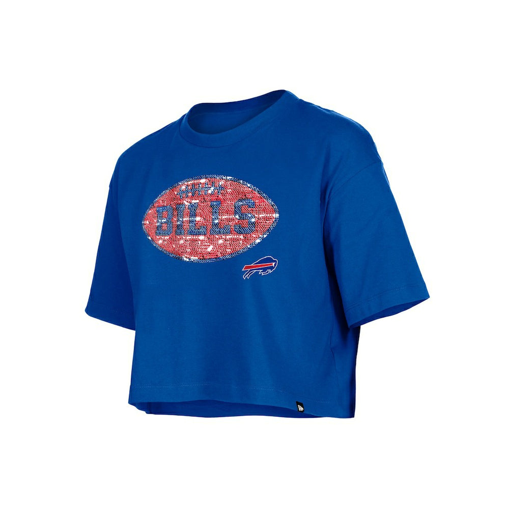 Buffalo Bills New Era Girl's Flip Sequin Boxy T-Shirt Royal - NFL