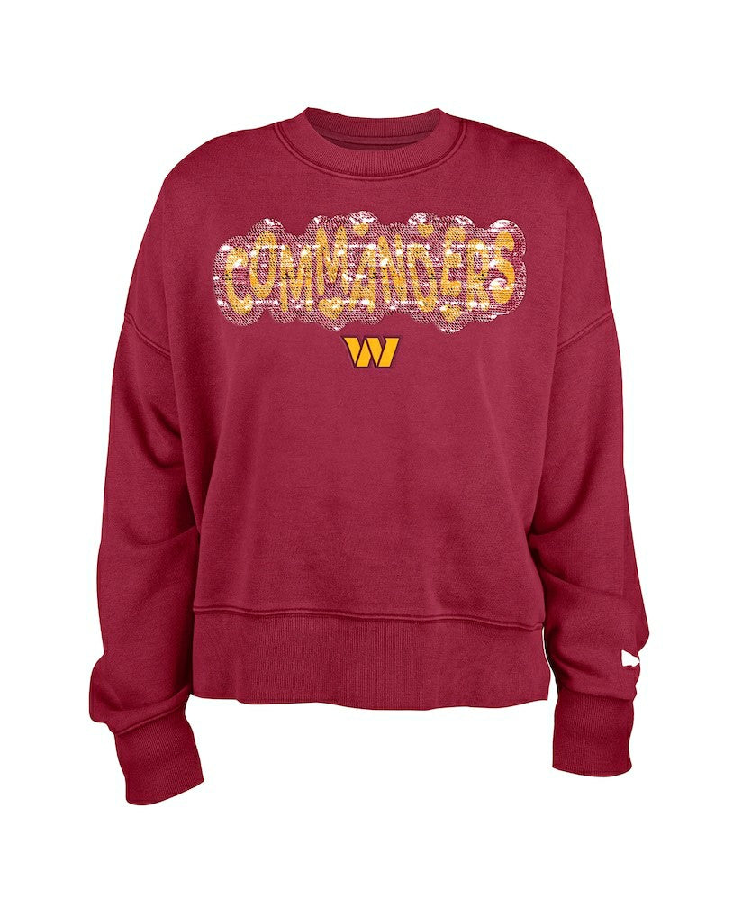 Washington Commanders New Era Girl's Flip Sequin Sweatshirt Burgundy - NFL