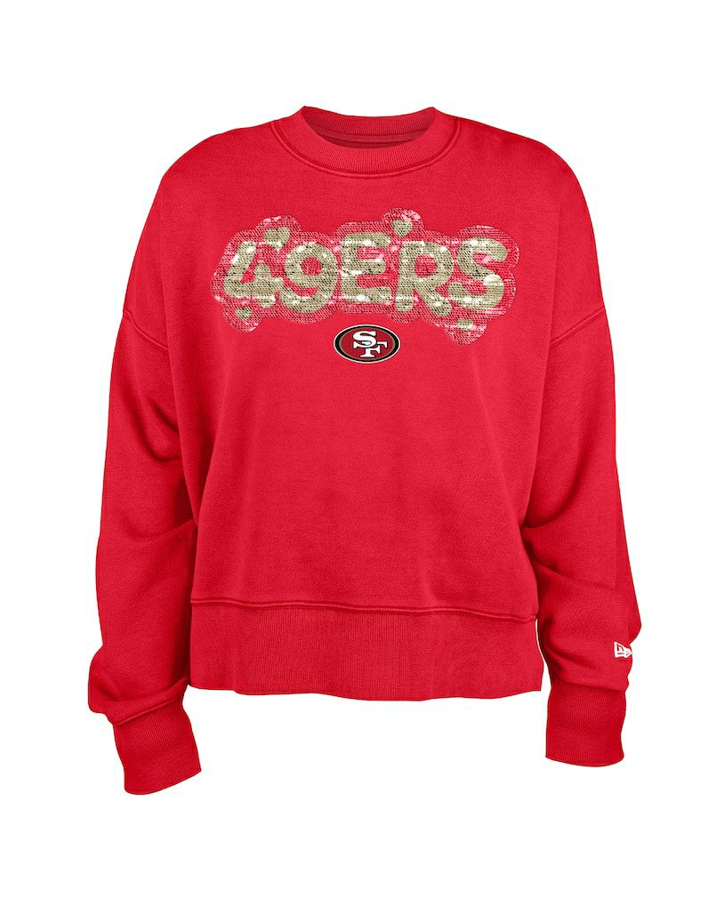 San Francisco 49ers New Era Girl's Flip Sequin Sweatshirt Scarlet - NFL