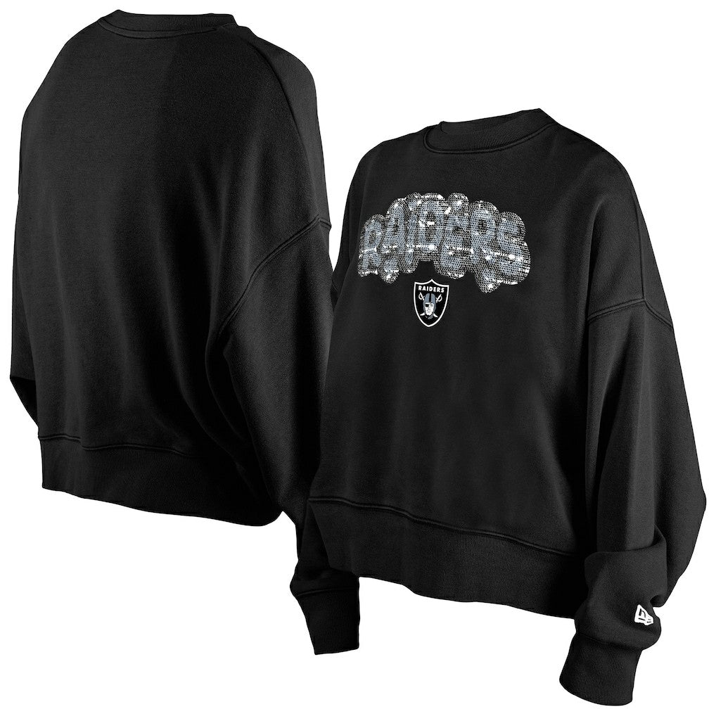 Las Vegas Raiders New Era Girl's Flip Sequin Sweatshirt Black - NFL