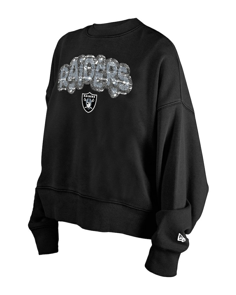 Las Vegas Raiders New Era Girl's Flip Sequin Sweatshirt Black - NFL