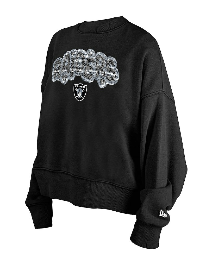 Las Vegas Raiders New Era Girl's Flip Sequin Sweatshirt Black - NFL