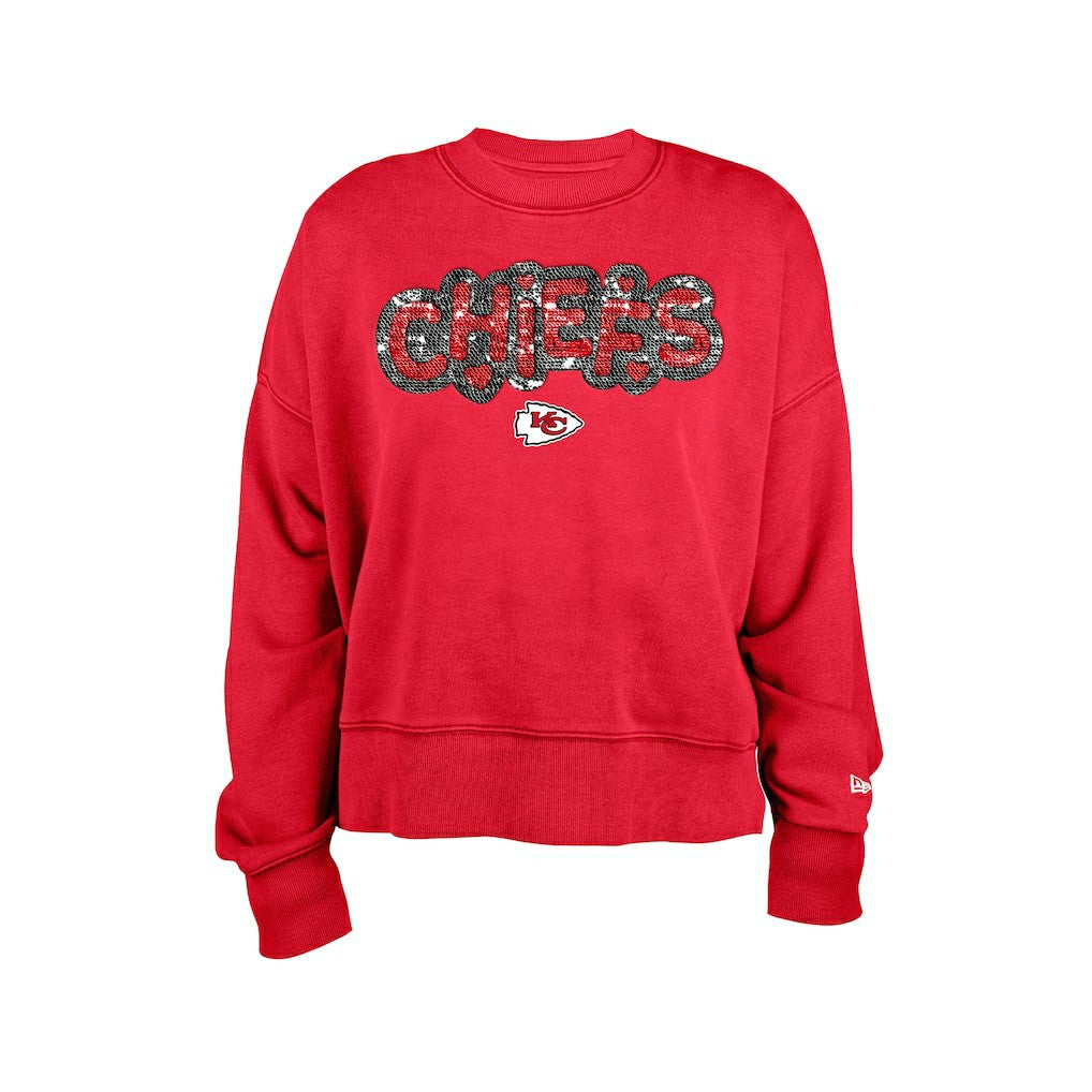 Kansas City Chiefs New Era Girl's Flip Sequin Sweatshirt Red - NFL