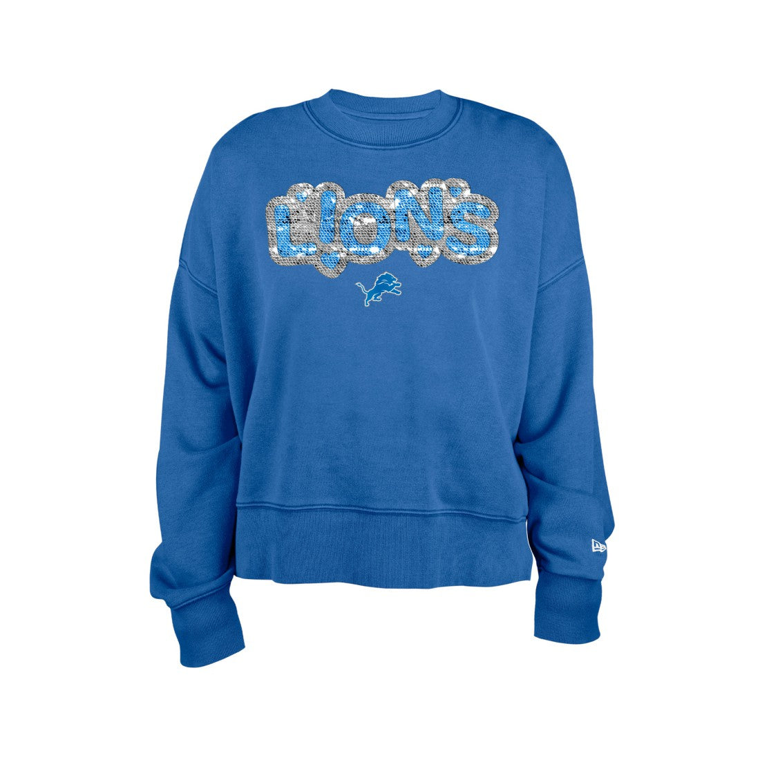 Detroit Lions New Era Girl's Flip Sequin Sweatshirt Blue - NFL