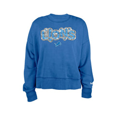 Detroit Lions New Era Girl's Flip Sequin Sweatshirt Blue - NFL
