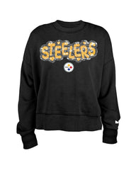 Pittsburgh Steelers New Era Girl's Flip Sequin Sweatshirt Black - NFL