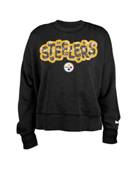 Pittsburgh Steelers New Era Girl's Flip Sequin Sweatshirt Black - NFL