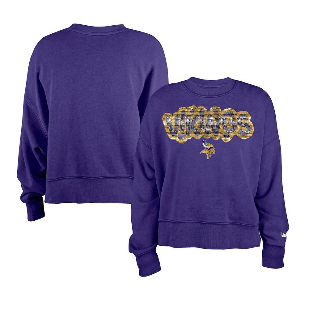 Minnesota Vikings New Era Girl's Flip Sequin Sweatshirt Purple - NFL