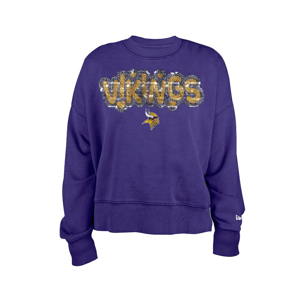 Minnesota Vikings New Era Girl's Flip Sequin Sweatshirt Purple - NFL