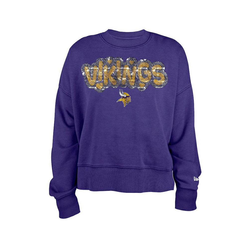 Minnesota Vikings New Era Girl's Flip Sequin Sweatshirt Purple - NFL