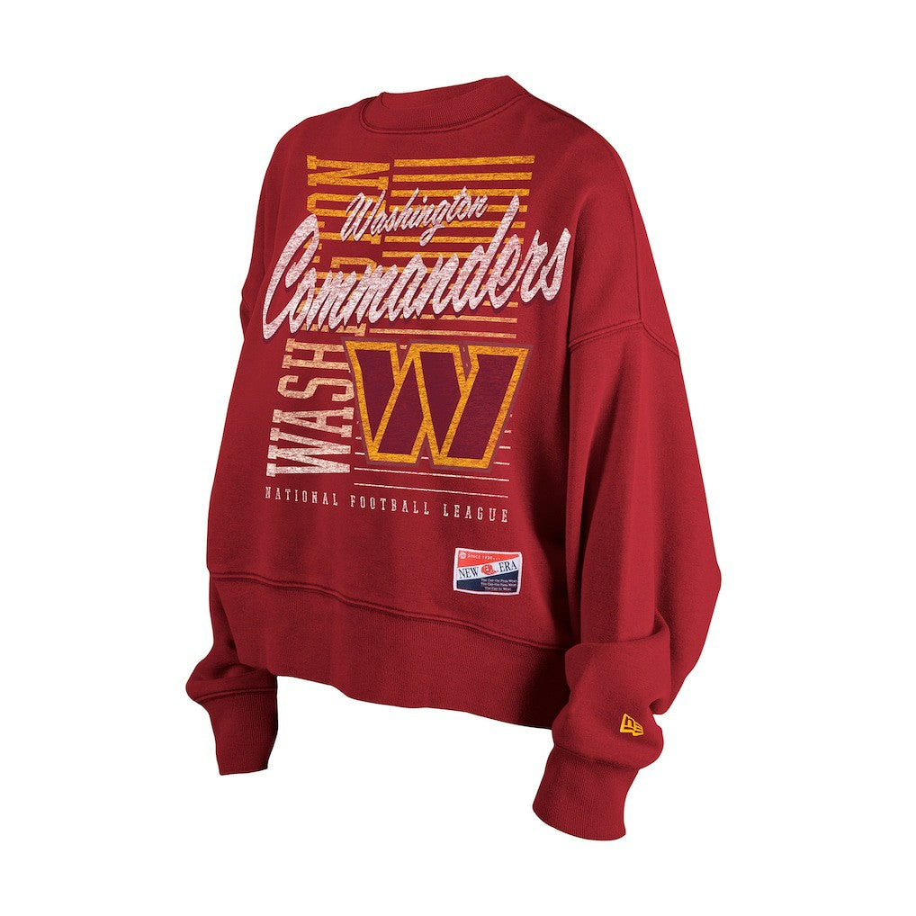 Washington Commanders New Era Women's Oversized Throwback Mineral Wash Crew Neck Sweatshirt Black - NFL