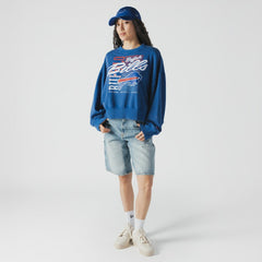 Buffalo Bills New Era Women's Oversized Throwback Mineral Wash Crew Neck Sweatshirt Royal - NFL