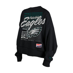 Philadelphia Eagles New Era Women's Oversized Throwback Mineral Wash Crew Neck Sweatshirt Black - NFL