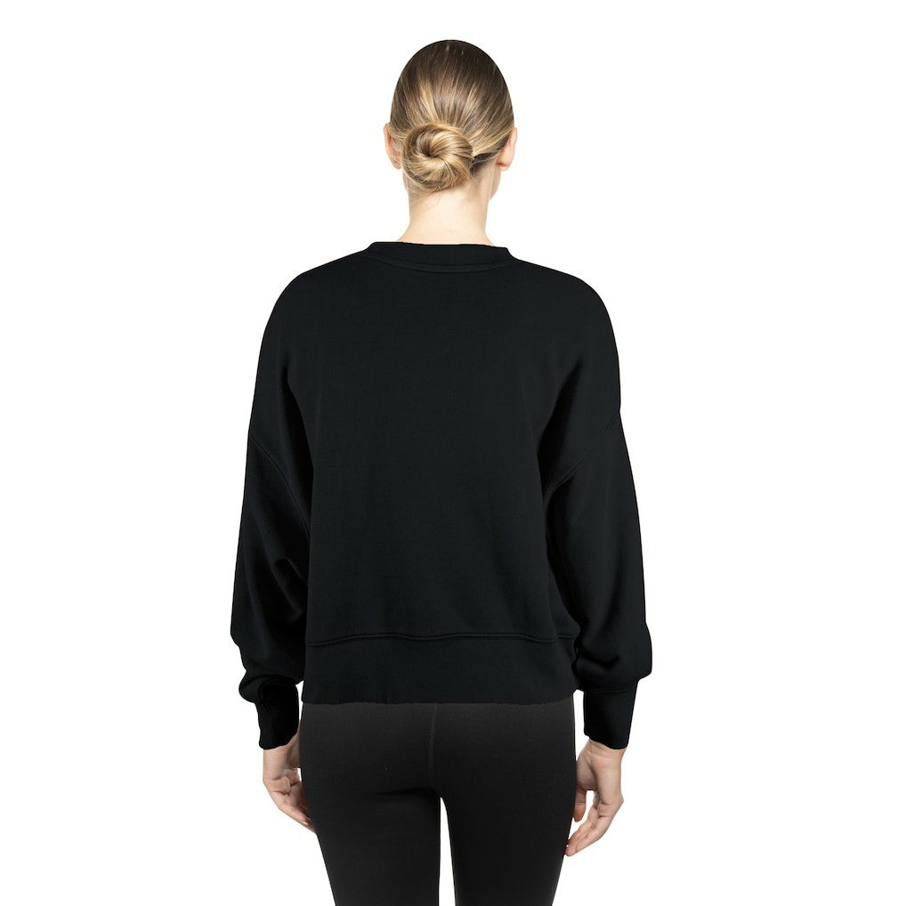 Philadelphia Eagles New Era Women's Oversized Throwback Mineral Wash Crew Neck Sweatshirt Black - NFL