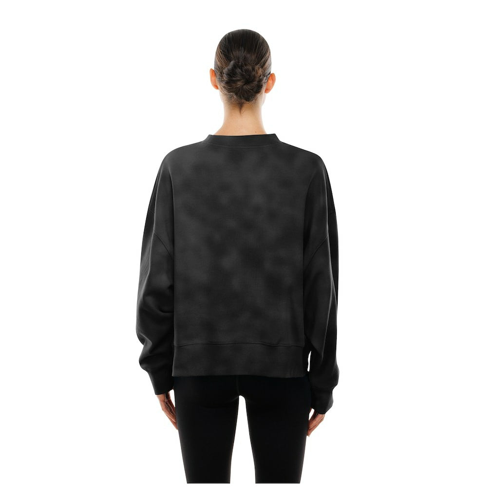 Pittsburgh Steelers New Era Women's Oversized Throwback Mineral Wash Crew Neck Sweatshirt Black - NFL