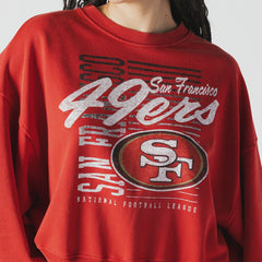 San Francisco 49ers New Era Women's Oversized Throwback Mineral Wash Crew Neck Sweatshirt Scarlet - NFL