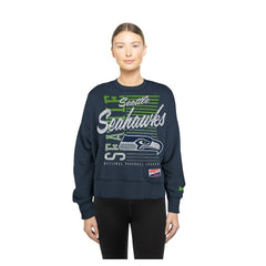 Seattle Seahawks New Era Women's Oversized Throwback Mineral Wash Crew Neck Sweatshirt College Navy - NFL