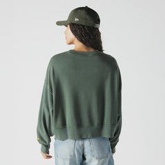 Green Bay Packers New Era Women's Oversized Throwback Mineral Wash Crew Neck Sweatshirt Green - NFL
